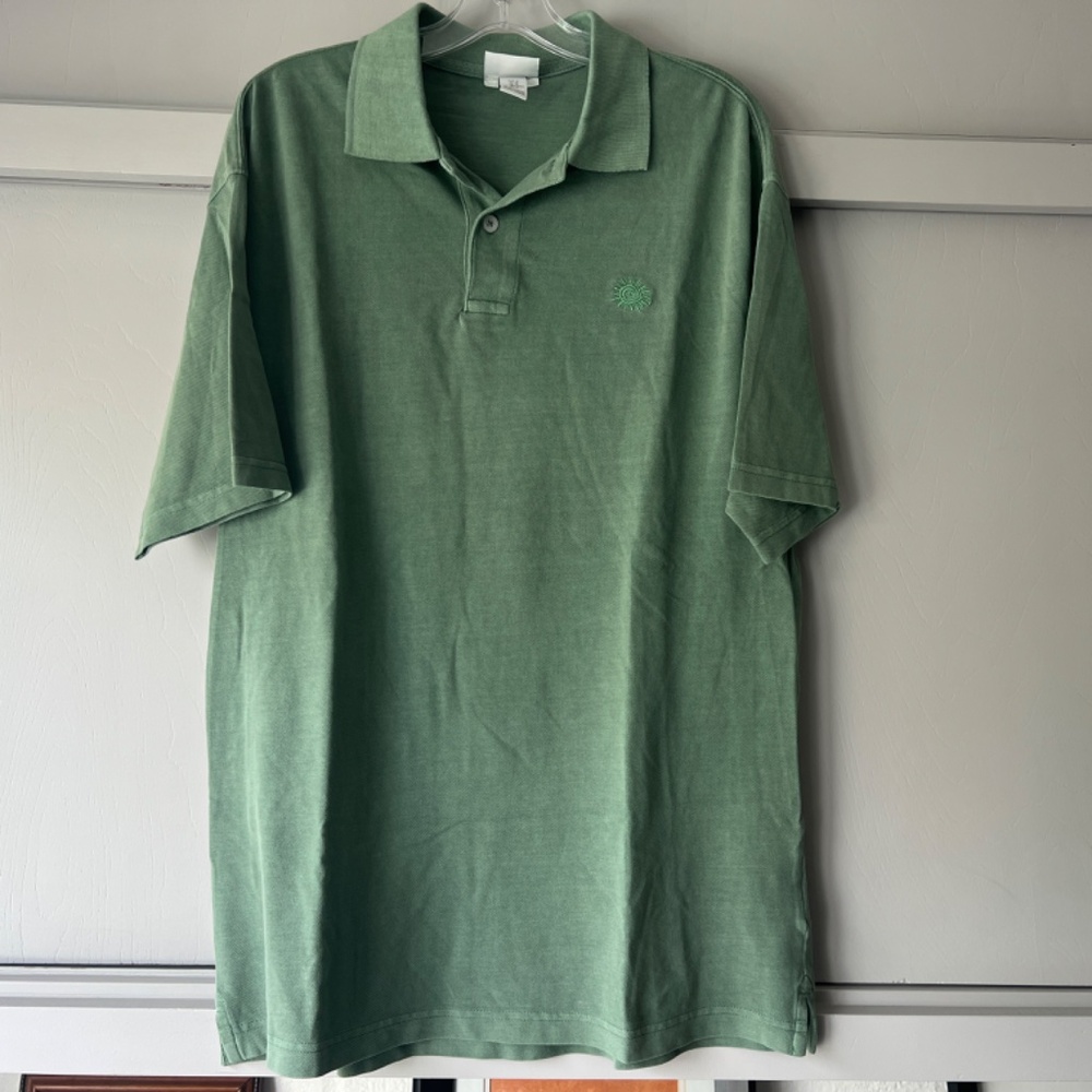 H&M Relaxed Fit Sun Faded Green Cotton Piqué Short Sleeve Polo Shirt M